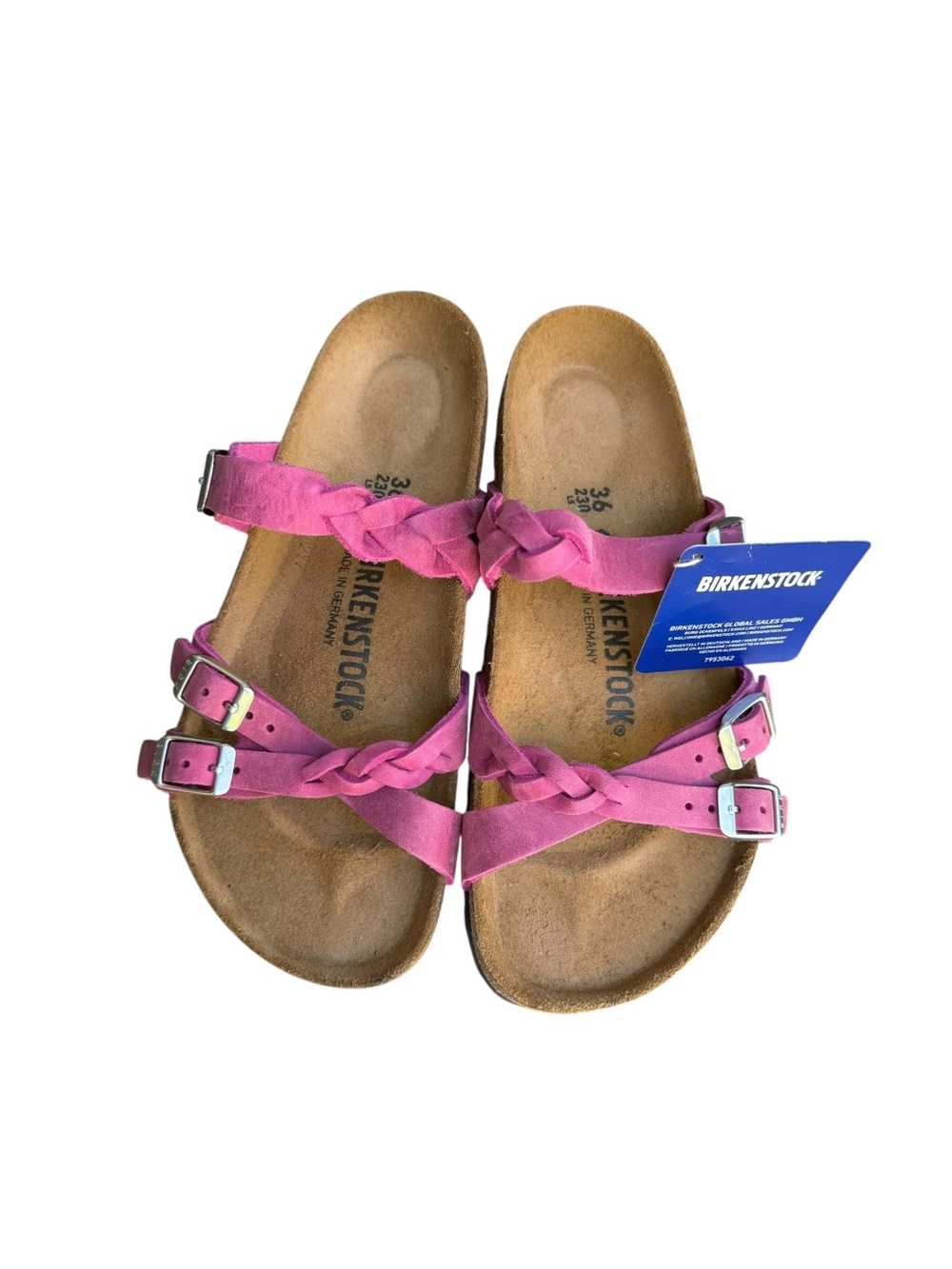 🆕 Birkenstock Franca Braided Fuchsia Oiled Leather Sandal Slides - Picture 3 of 9